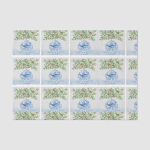 Papier Mousseline Mariage de jarres de gingembre bleu toscan peint à