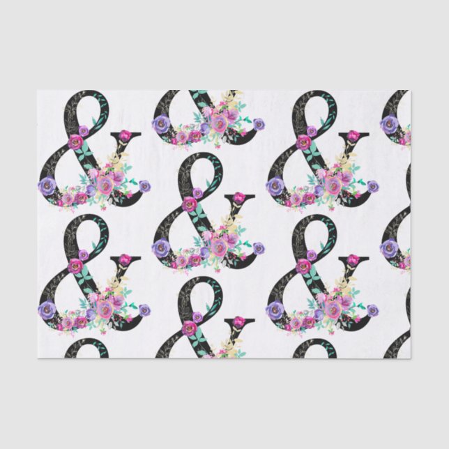 Papier Mousseline Mariage de printemps chic moderne à fleurs noires  (Recto)