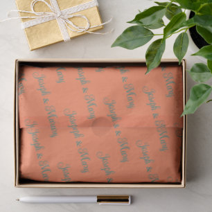 Papier Mousseline Mariage d'été écriture corail sarcelle lumineux et