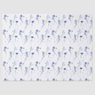 Papier Mousseline Mariage Fleur sauvage bleu eau