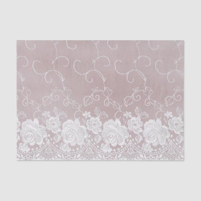 Papier Mousseline Mariage Fleurie de Rose Romantique Rose Clair Blan (Recto)