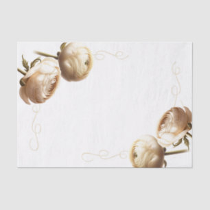 Papier Mousseline Mariage floral au ranunculus crème et blanc