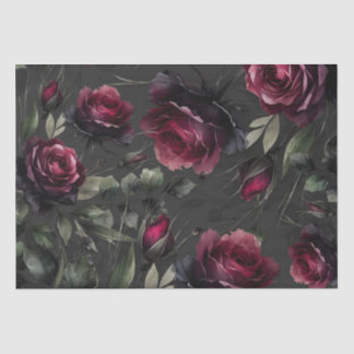 Papier Mousseline Mariage floral Bordeaux Rouge Roses Gris ombré