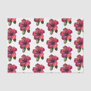 Papier Mousseline Mariage Floral d'Hibiscus Tropical Rouge