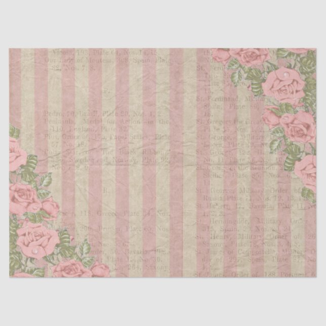 Papier Mousseline Mariage floral rayé chic minable (Recto)