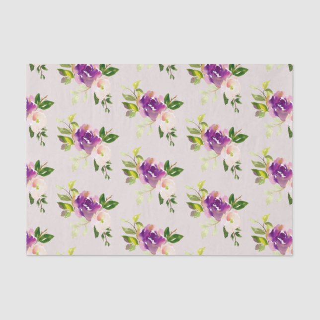 Papier Mousseline Mariage floral rose crème Bourgogne (Recto)