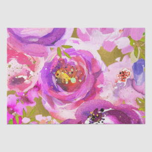 Papier Mousseline Mariage Floral Vibrant de Rose et Violet