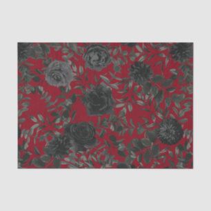 Papier Mousseline Mariage gothique rouge et noir Rose papier
