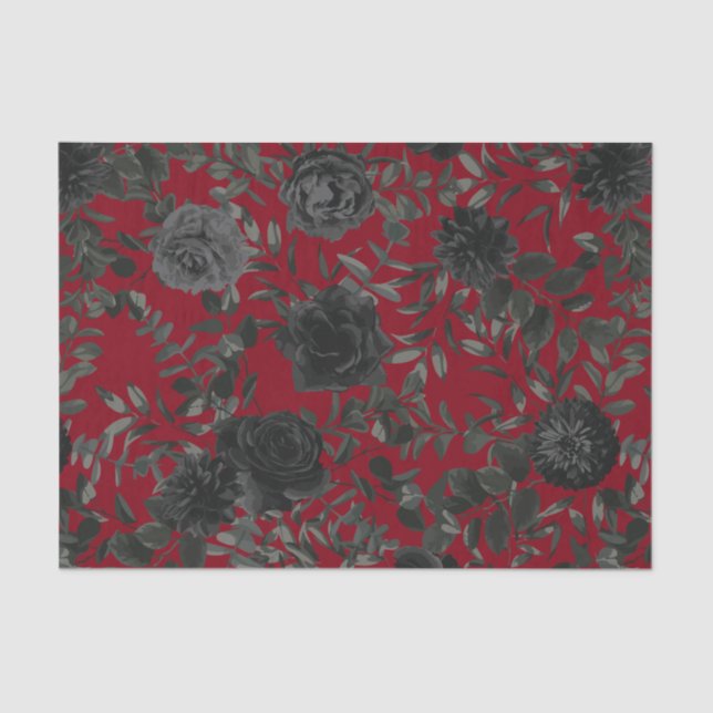 Papier Mousseline Mariage gothique rouge et noir Rose papier (Recto)