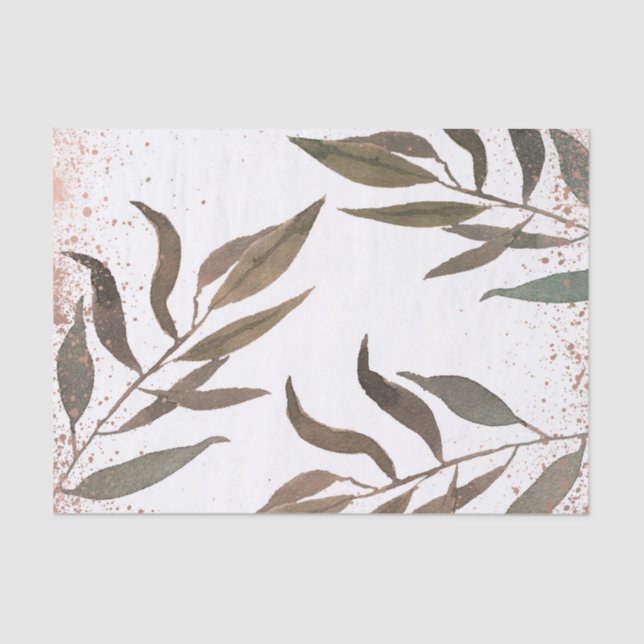 Papier Mousseline Mariage Moderne Glamour Botanique Cuivre Rose Doré (Recto)