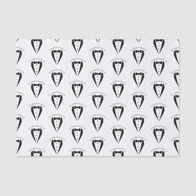 Papier Mousseline Mariage noir Tuxedo Suit Groomsman Proposition (Recto)