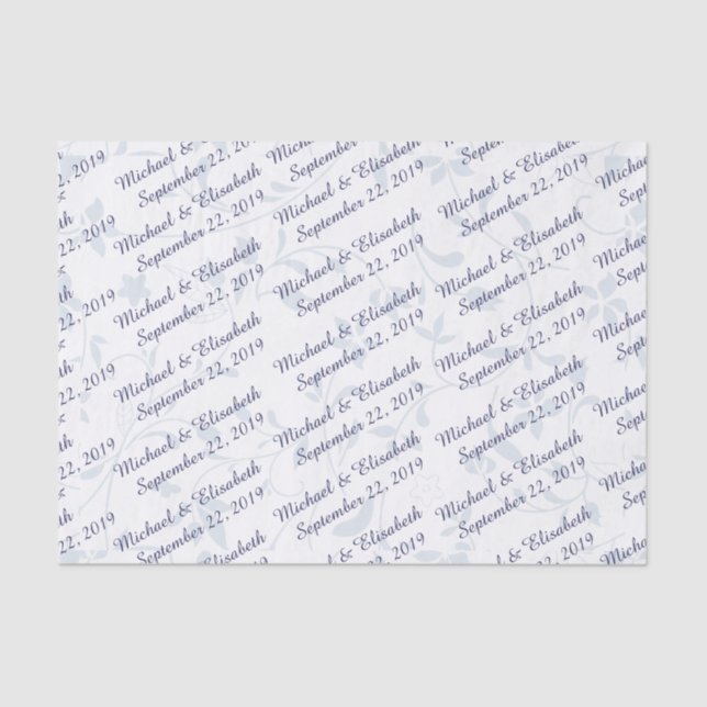 Papier Mousseline Mariage personnalisé - Bleu (Recto)