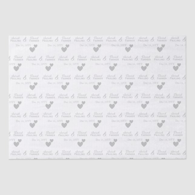 Papier Mousseline Mariage personnalisé de la mariée et du marié avec (Recto)