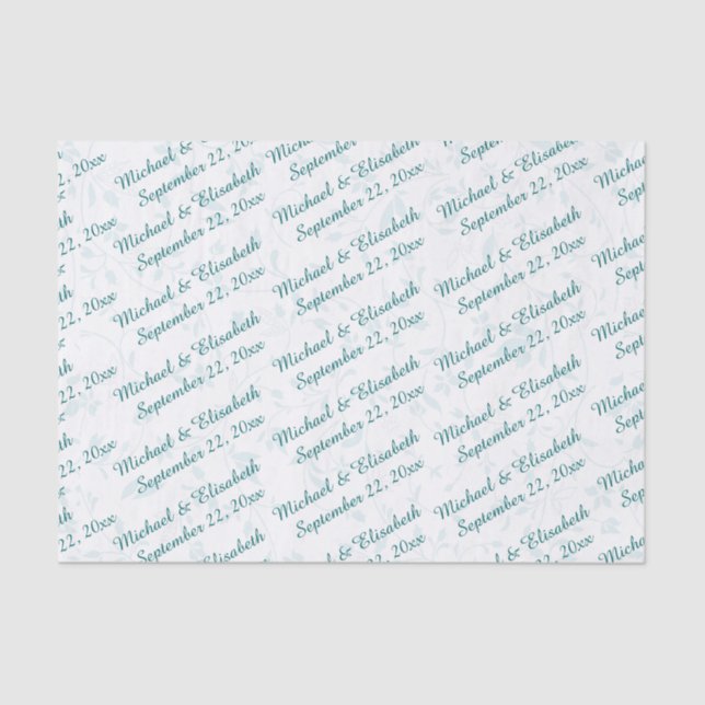 Papier Mousseline Mariage personnalisé - Turquoise (Recto)