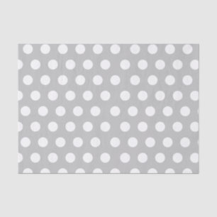 Papier Mousseline Mariage Polka Pot blanc et gris clair