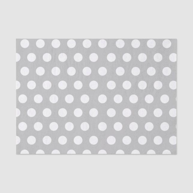 Papier Mousseline Mariage Polka Pot blanc et gris clair (Recto)