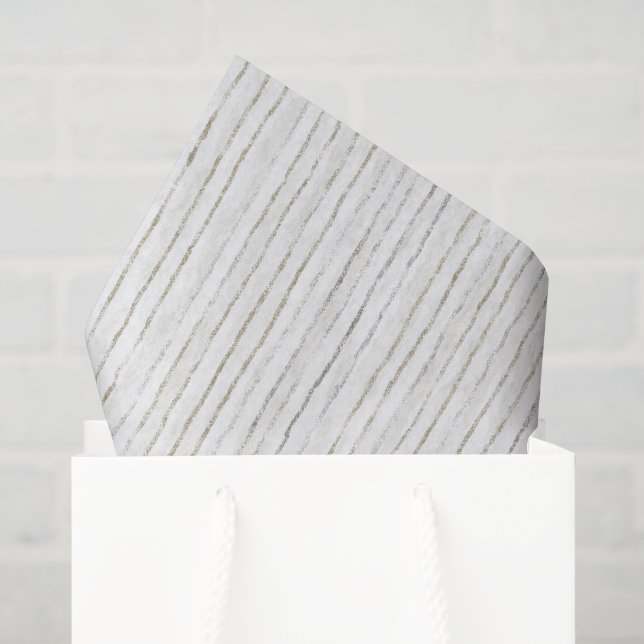 Papier Mousseline Mariage Rayures Blanches Grises (Sac cadeau)