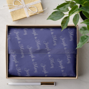Papier Mousseline Mariage riche en bleu minuit et élégant avec écrit