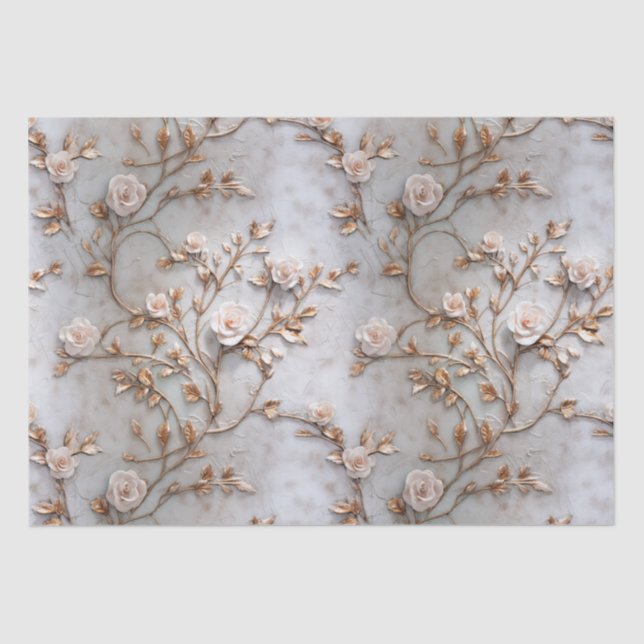 Papier Mousseline Mariage Rose blanc gris chic (Recto)