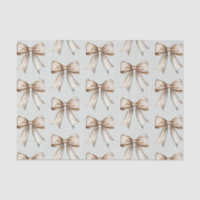 Papier Mousseline Mariage Ruban Vert Blanc Or Romantique Rustique (Recto)