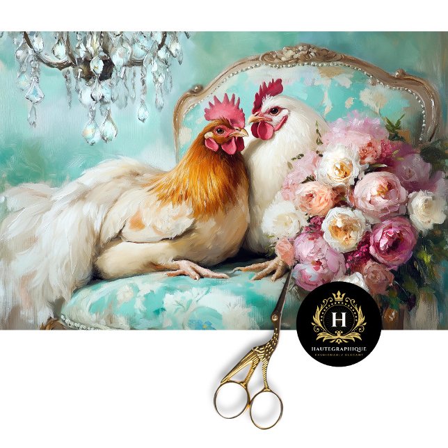 Papier Mousseline Mariage Rustique Chic Poules Découpage (Créateur téléchargé)