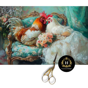 Papier Mousseline Mariage Rustique Chic Poules Meubles Découpage