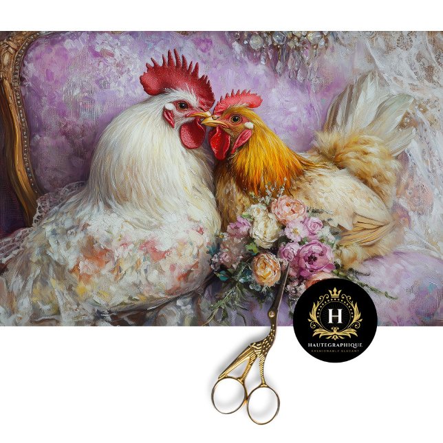 Papier Mousseline Mariage rustique romantique poulets découpage (Créateur téléchargé)