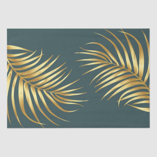 Papier Mousseline Mariage Tropical Green Gold (Recto)