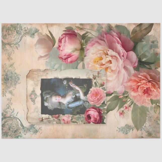 Papier Mousseline Marie Antoinette Floral Ephémère Française Découpa (Recto)