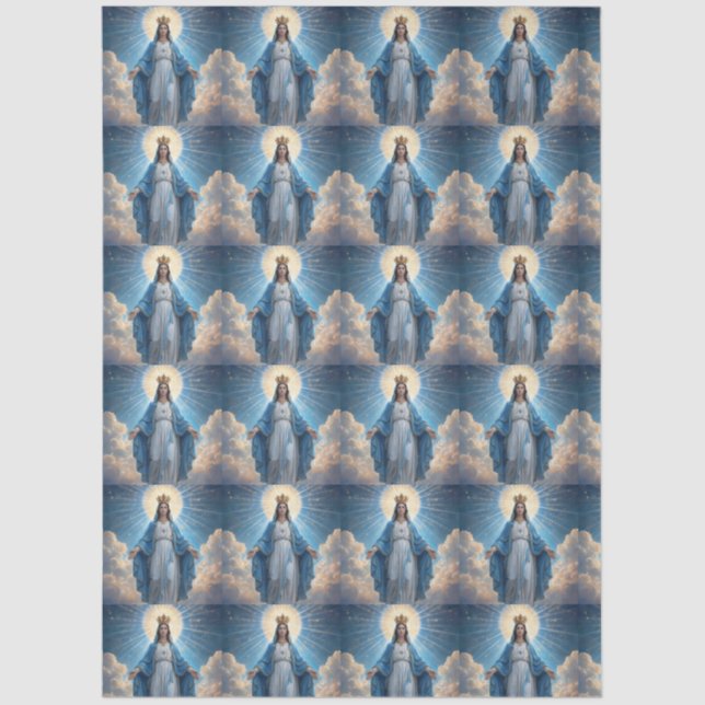 Papier Mousseline Marie Vierge Bleue Céleste  (Recto)