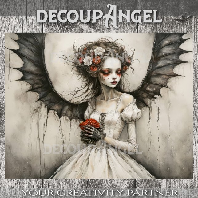 Papier Mousseline Mariée au crépuscule - Angela - Découpage - (Créateur téléchargé)