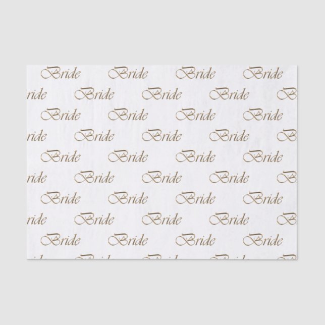 Papier Mousseline Mariée or motif calligraphié écriture chic élégant (Recto)