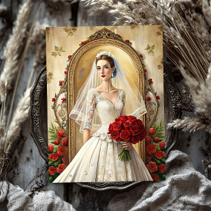 Papier Mousseline Mariée victorienne vintage avec bouquet de roses r