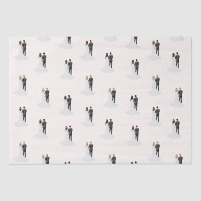 Papier Mousseline Mariés à l'aquarelle pour la douche de mariée de m (Recto)