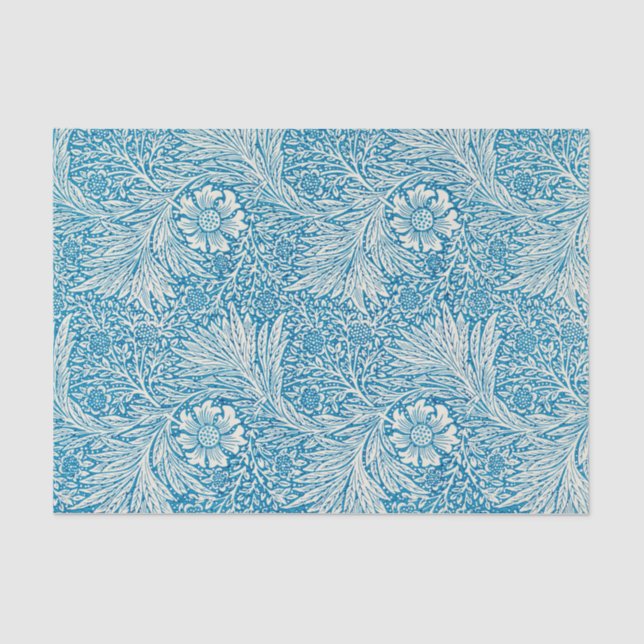 Papier Mousseline Marigold Blue White Motif de William Morris (Recto)