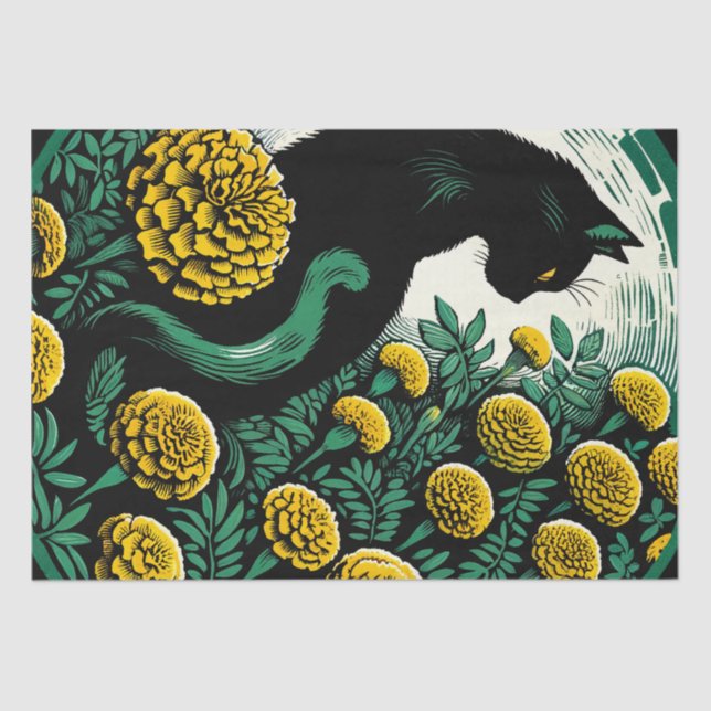 Papier Mousseline Marigold de Chat Noir Art Chats Noirs (Recto)