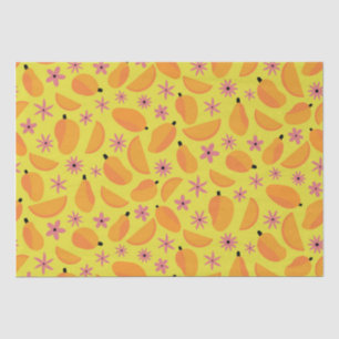 Papier Mousseline Marigold Mango Fruit and Flowers Motif