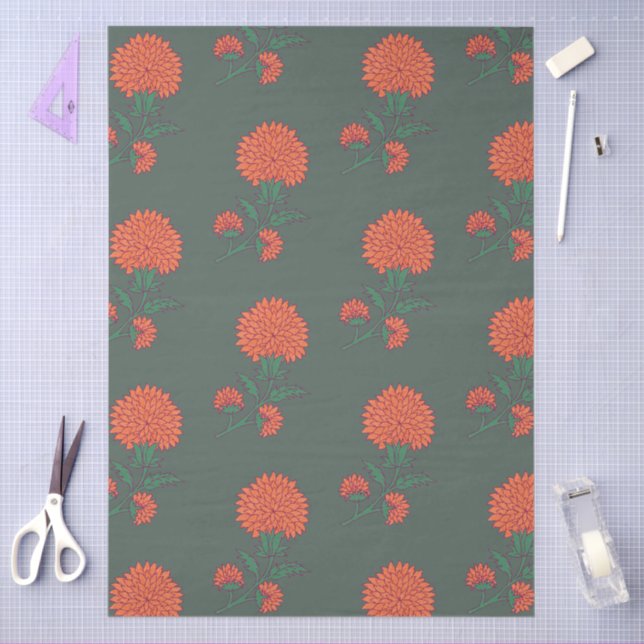 Papier Mousseline Marigold on Green (Artisanat)
