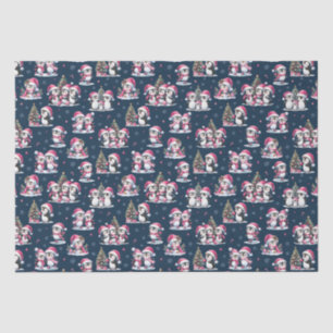 Papier Mousseline Marine Bleu et Pink de mignons pingouins Motif Noë