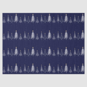 Papier Mousseline Marine Bleu hiver Pine Arbres de Noël étoile
