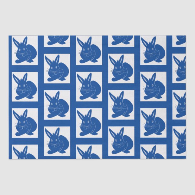 Papier Mousseline Marine Blue Bunnies (Recto)