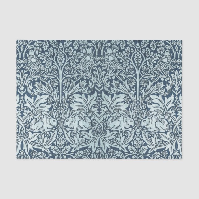 Papier Mousseline Marine Blue White Rabbit William Morris (Recto)