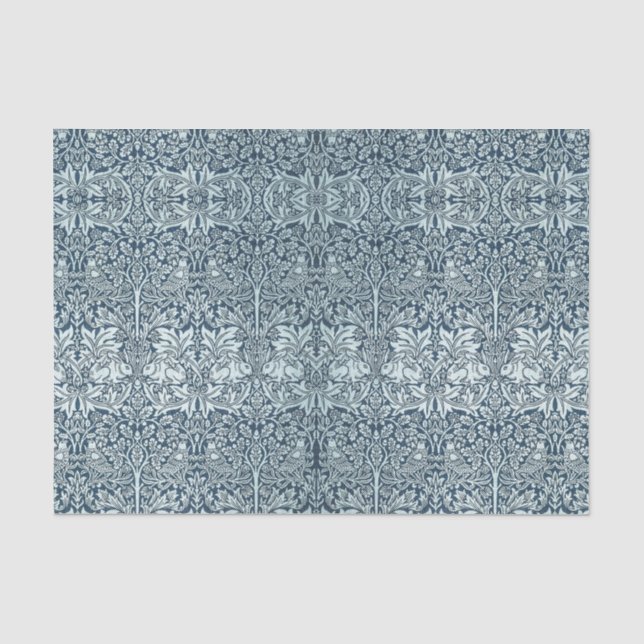 Papier Mousseline Marine Blue White Rabbit William Morris (Recto)