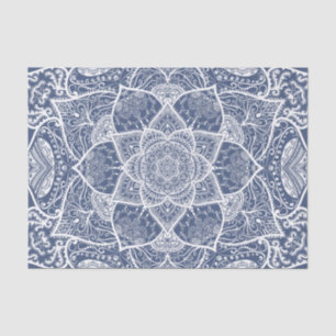 Papier Mousseline Marine et mandala blanc - Loergann dans le requin