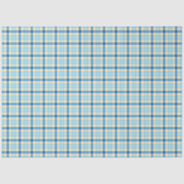 Papier Mousseline Marine et Sky Blue Tartan Plaid (Recto)