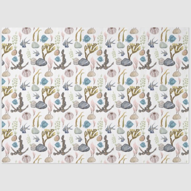 Papier Mousseline Marine Life Series Design 10 Tissus Papier (Recto)