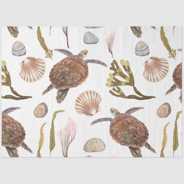 Papier Mousseline Marine Life Series Design 22 Tissu Paper (Recto)