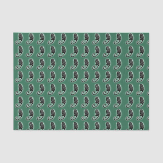 Papier Mousseline Marmoset mignon sur papier de tissu vert (Recto)