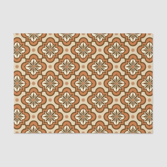 Papier Mousseline Marocain motif en carreaux - Rust et Tan (Recto)