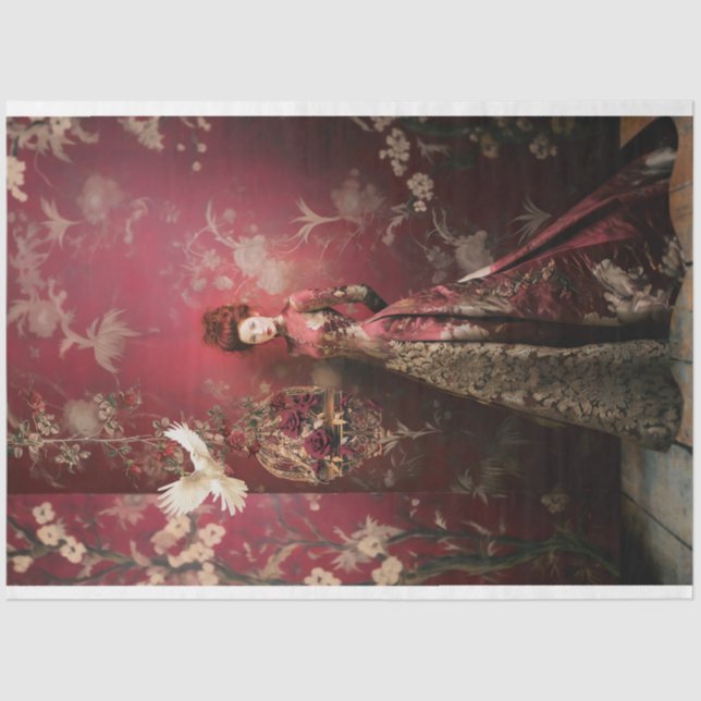 Papier Mousseline Maroon & Or, Modeste Elegance Femme (Recto)